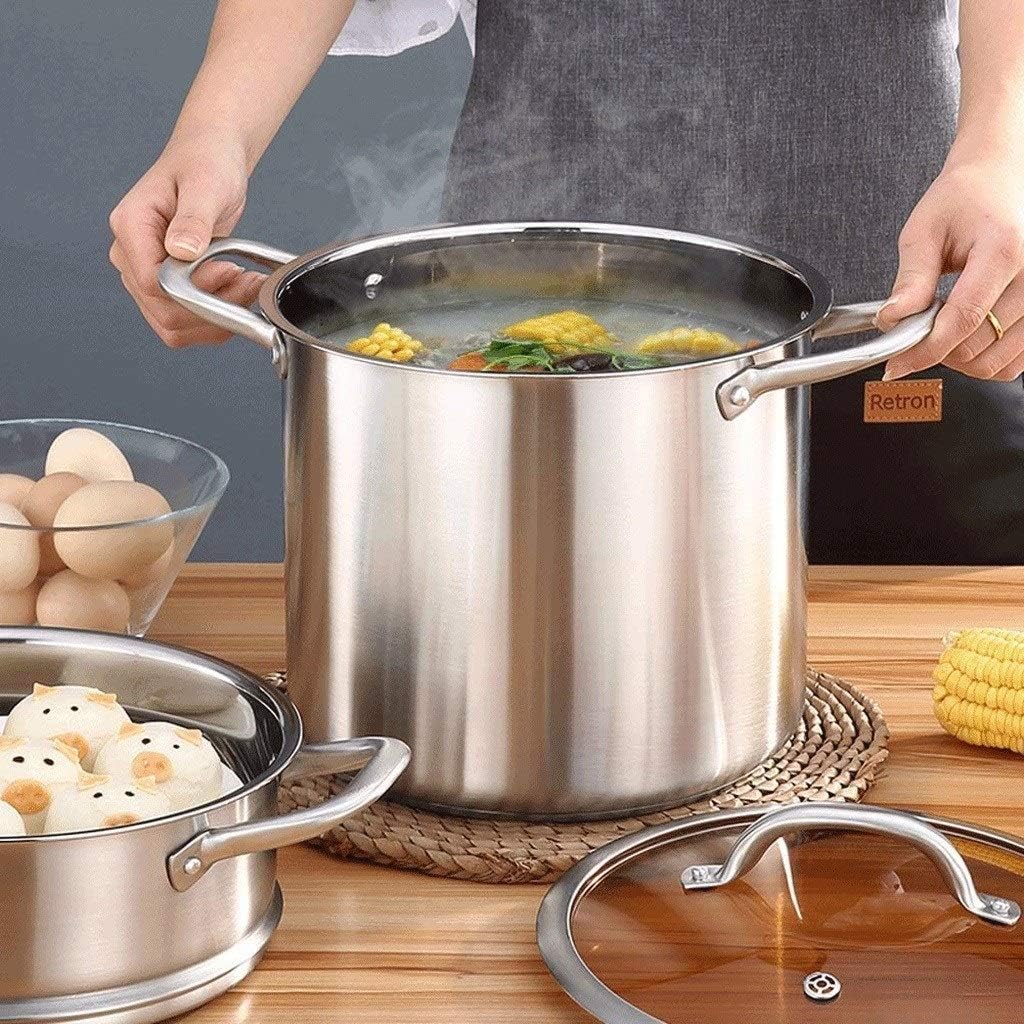 Stainless Steel Double Boiler and Steamer Set Steamer Cookware Pot Saucepot Multi-Layer Boiler