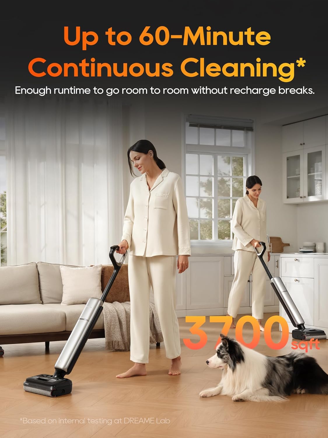 Aero Pro Wet Dry Vacuum Mop, Ultra-Slim with Hot Self-Cleaning/Self-Drying, 0 Hair Tangle Great for Pet Owner, Powerful Wet Dry Vacuum with 60min Runtime, Pick-up & Mop at The Same Time