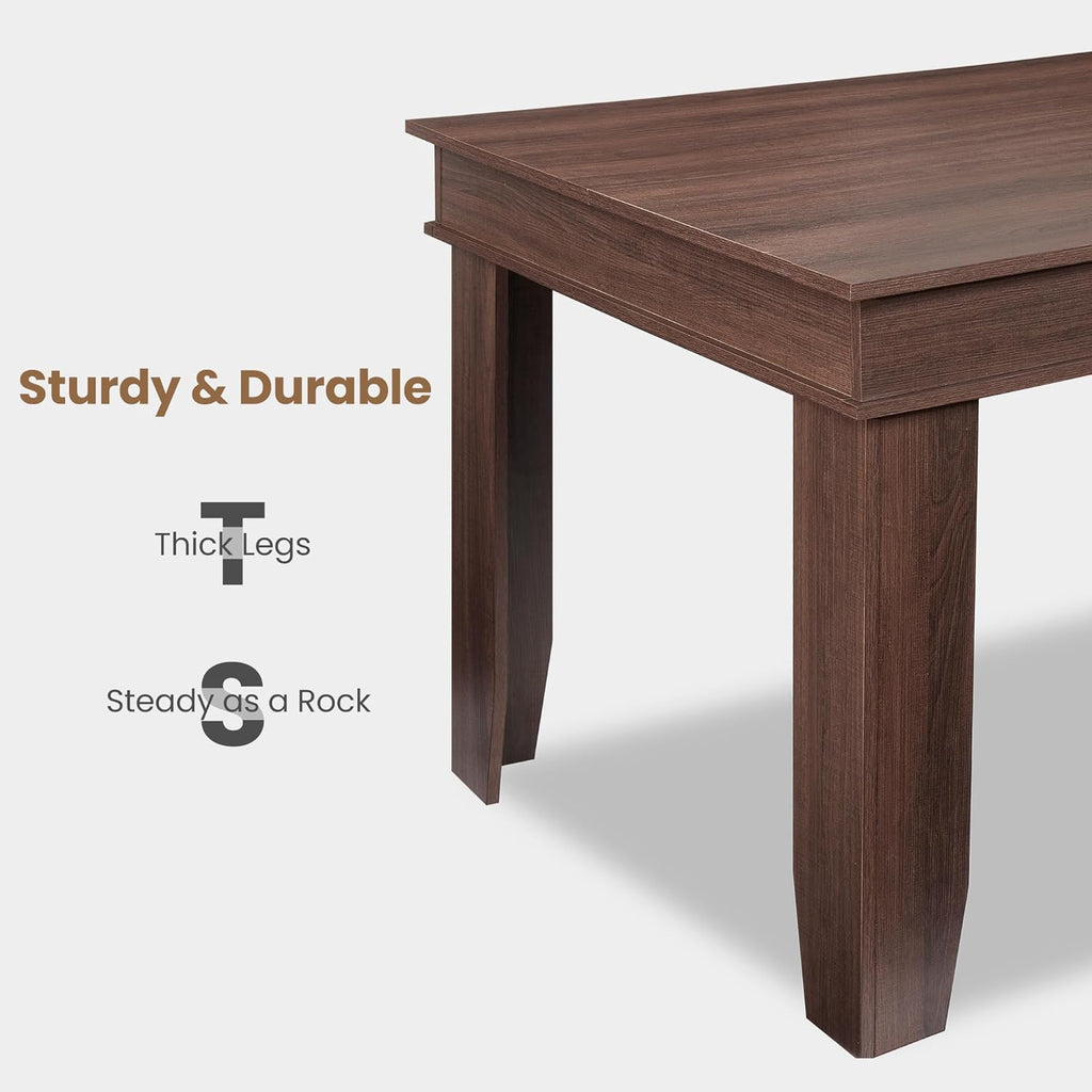Farmhouse Dining Table for 6-8 People, 71 in Long Kitchen Tables with Wooden Sturdy Frame, 6 ft Large Rectangular Dinner Table for Dining Room, Kitchen (Brown, 71" Non-extendable)
