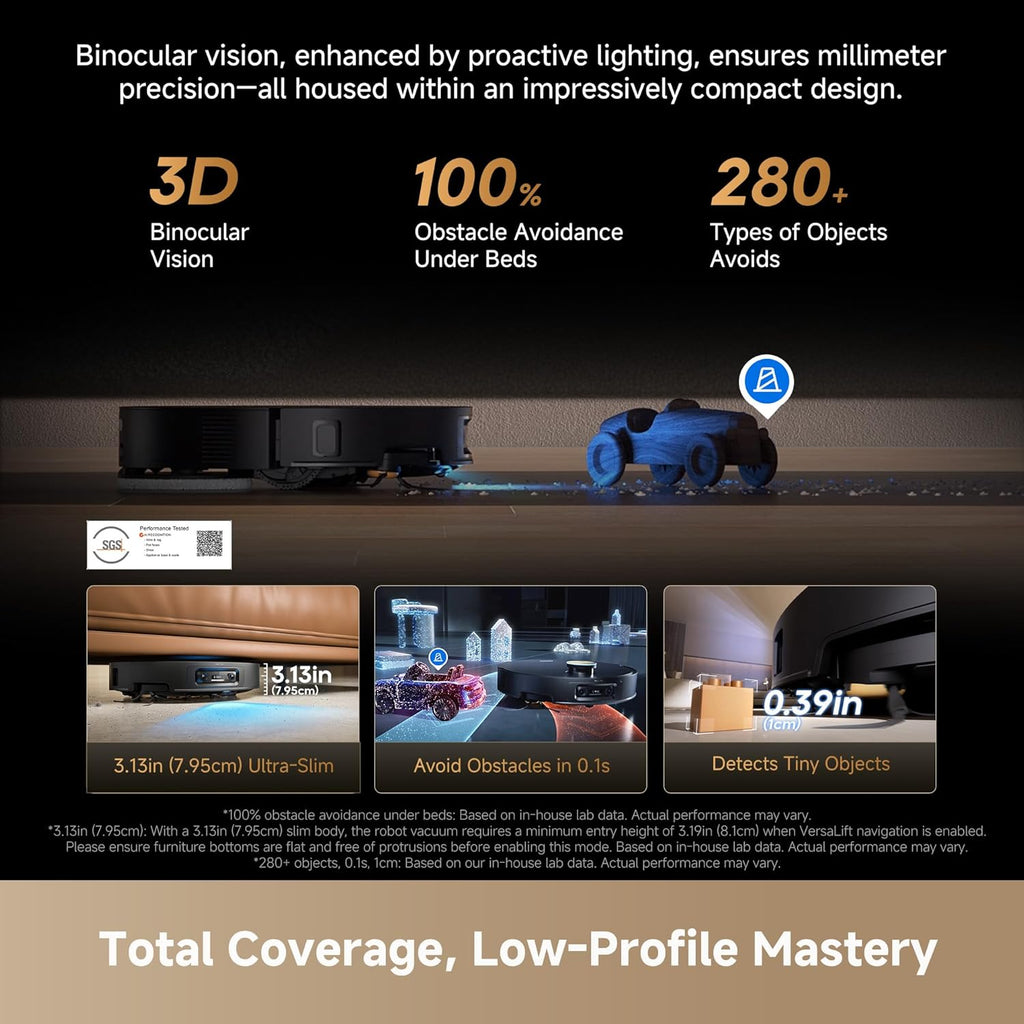 X60 Max Ultra Complete Robot Vacuum and Mop, Upgraded from X50 Series, 3.13in (7.95cm) Ultra-Thin Design, 35,000Pa Suction, Self Emptying&Refilling, Mop Self-Cleaning, 280+ Obstacle Avoidance