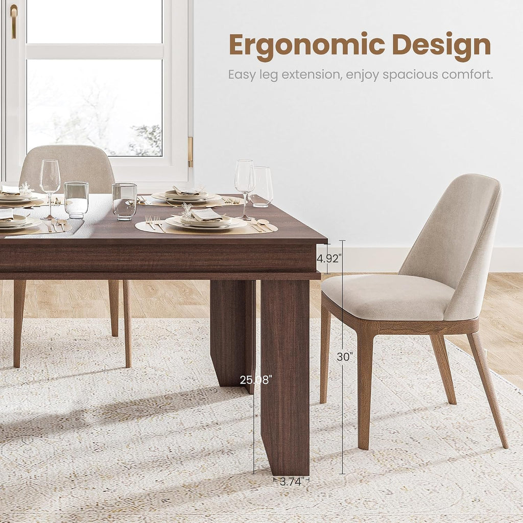 Farmhouse Dining Table for 6-8 People, 71 in Long Kitchen Tables with Wooden Sturdy Frame, 6 ft Large Rectangular Dinner Table for Dining Room, Kitchen (Brown, 71" Non-extendable)