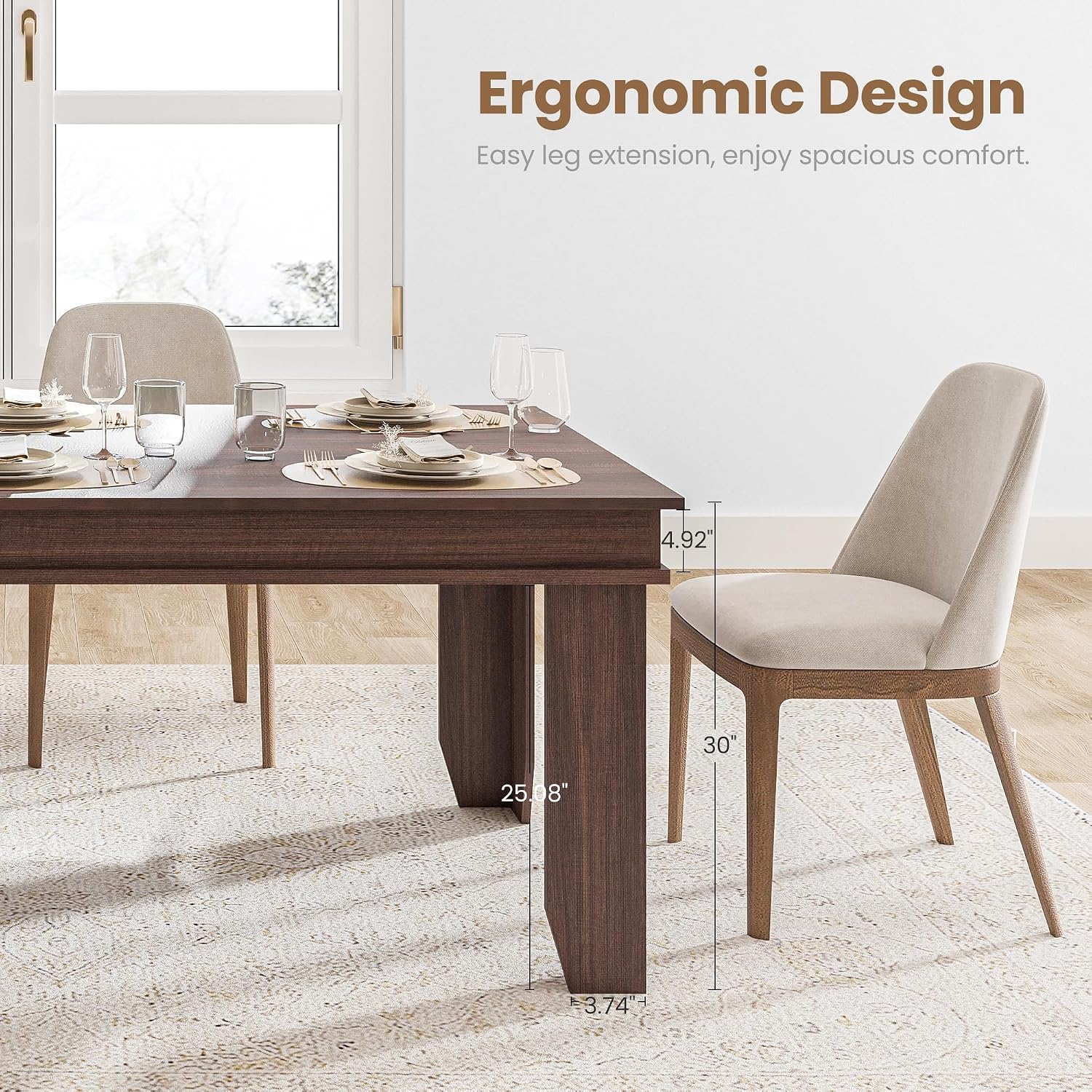 Farmhouse Dining Table for 6-8 People, 71 in Long Kitchen Tables with Wooden Sturdy Frame, 6 ft Large Rectangular Dinner Table for Dining Room, Kitchen (Brown, 71" Non-extendable)